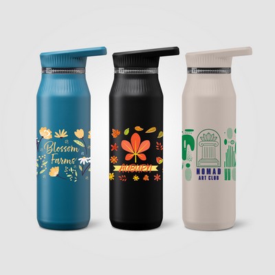 Majesty Recycled Stainless Steel Dual-Lid Handle Bottle - 25 oz. - ColorJet